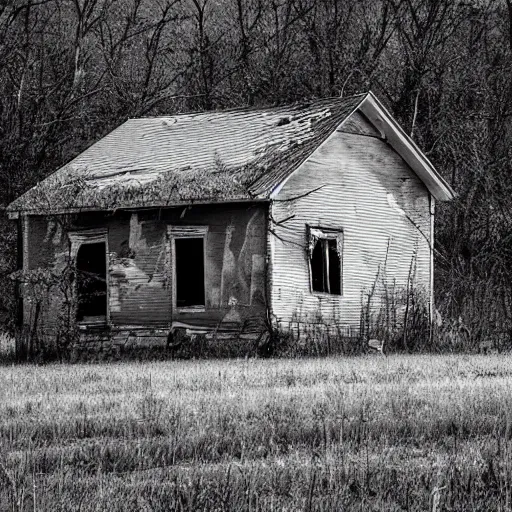 Image similar to an abandonded house near dekalb, illinois. grainy black and white photography