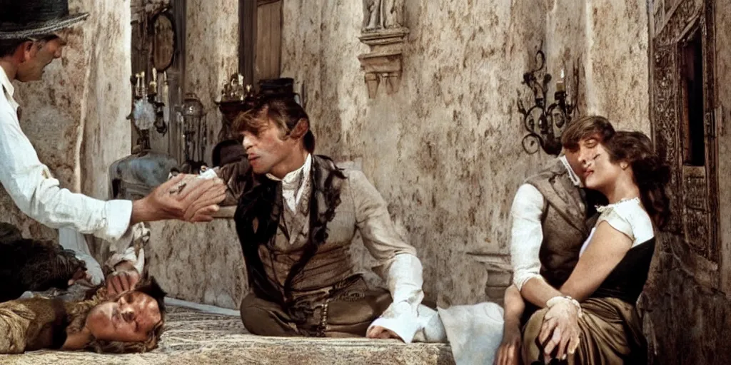 Prompt: a scene from the leopard by luchino visconti with burt lancaster and claudia cardinale set in sicily in the 1 9 th century. technicolor, masterpiece cinematic