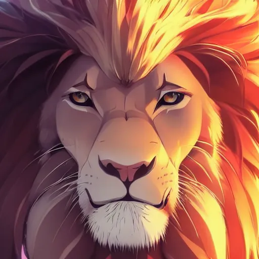 Image similar to a lion wearing a business suit, illustration concept art anime key visual trending pixiv fanbox by wlop and greg rutkowski and makoto shinkai and studio ghibli and kyoto animation symmetrical facial features