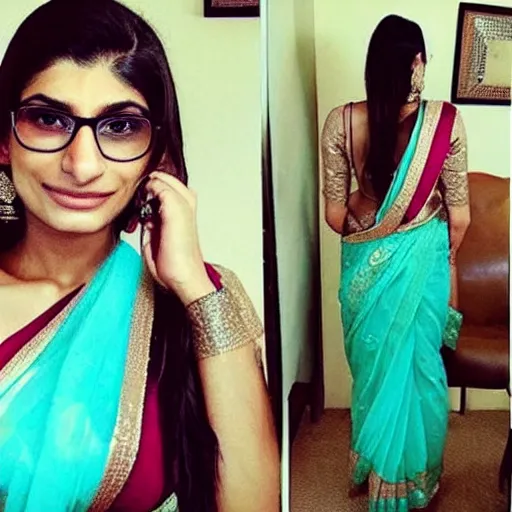 Prompt: mia khalifa wearing a saree