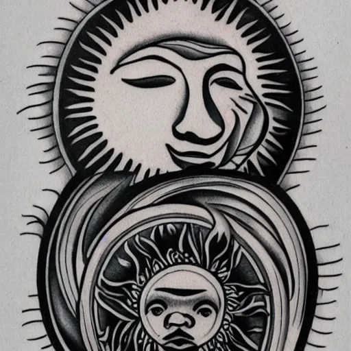 Image similar to tattoo design of the sun kissing the moon