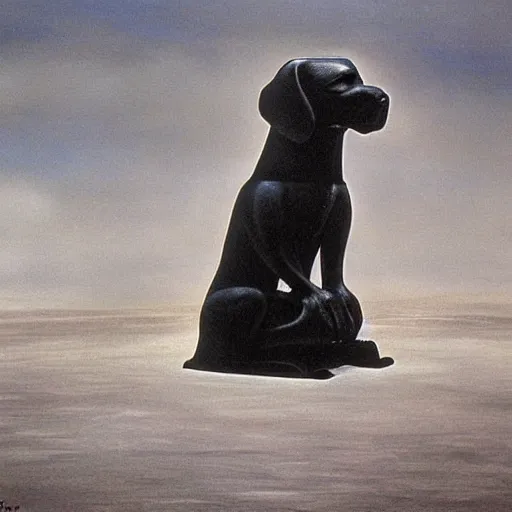 Prompt: the lonely dog by h. r. giger