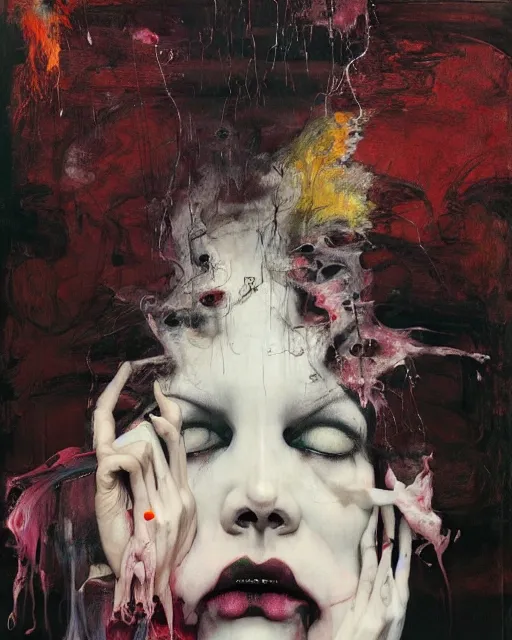 Image similar to sisters of parvos, hauntingly surreal, gothic, rich deep colours, painted by francis bacon, adrian ghenie, james jean and petra cortright, part by gerhard richter, part by takato yamamoto. 8 k masterpiece.