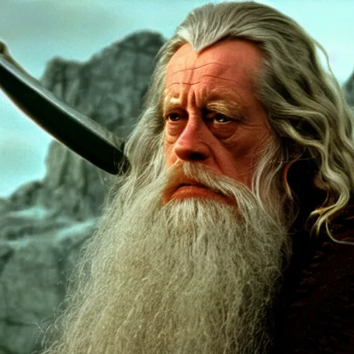 Image similar to A Still of Patrick McGoohan as Gandalf in The Lord of the Rings (2001)