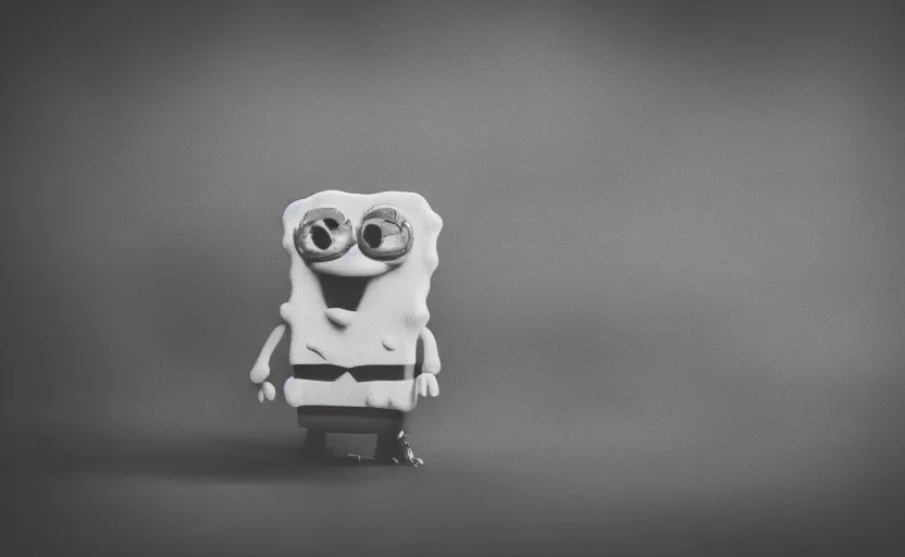 Image similar to SpongeBob, bikini bottom, photo quality, trending on art station, blur, unfocus, monochrome, 35mm