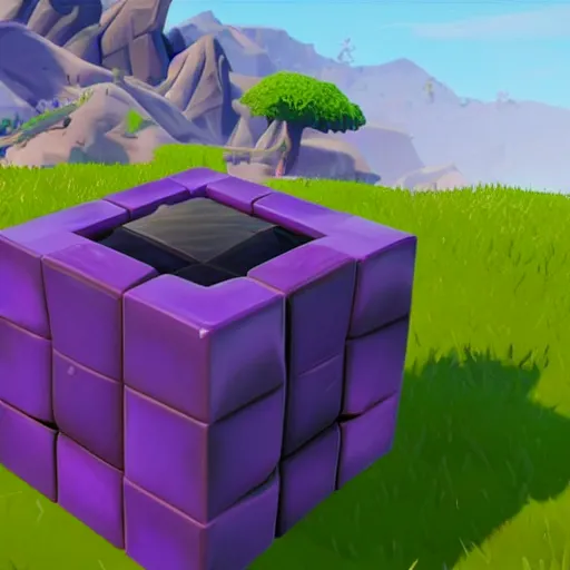 Image similar to obsidian purple cube in fortnite