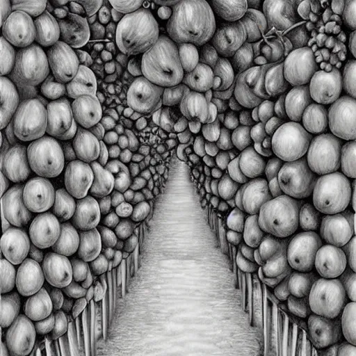 Image similar to Hyperrealism traditional austian vineyard work, painting by MC Escher