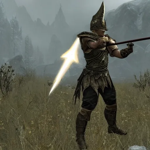 Image similar to a skyrim guard taking an arrow to the knee