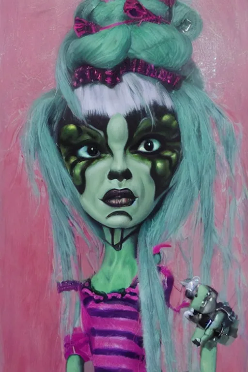 Image similar to Detailed painting of a Monster High Voltageous Frankie Stein Doll portrait