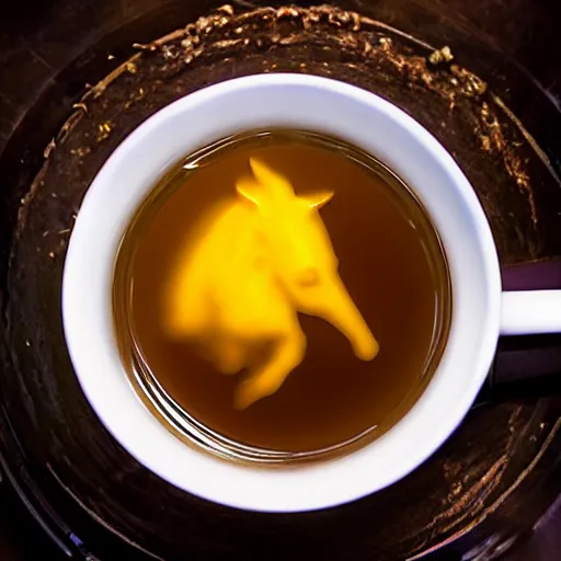 Image similar to Wish horse stable teabag in a tcup. Great value stable shaped shed flavoured teabags. Great for horse lovers. Photograph of a teabag brewing in water, dslr, hd, award winning shot. shed in a cup.