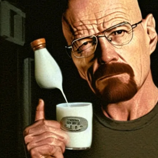 Image similar to walter white drinking milk