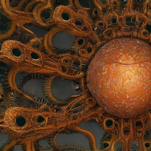 Image similar to a giant protozoa made by ernst haeckel is attacking a city on fire :: from starcraft, cinematic, dramatic, hyper realistic render from unreal engine 4 by Artemisia Gentileschi