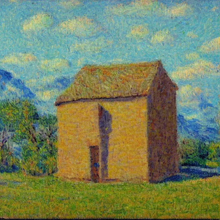 Image similar to a building in a serene landscape, post - impressionism