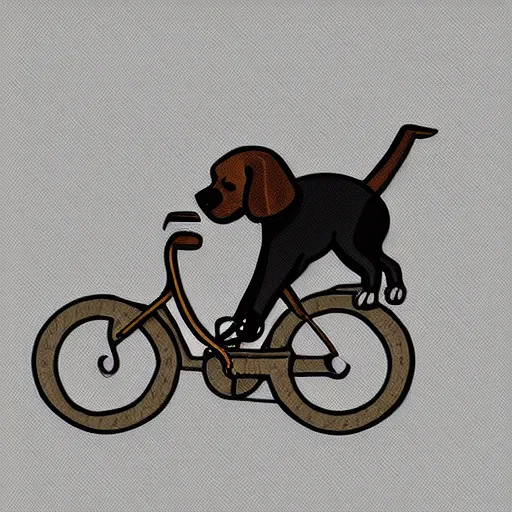 Prompt: a illustration of dog on a bike, flat illustration style