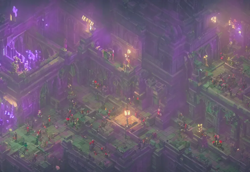 Image similar to isometric magicavoxel Bloodborne kipo wonderbeasts cinematic lighting, 4k