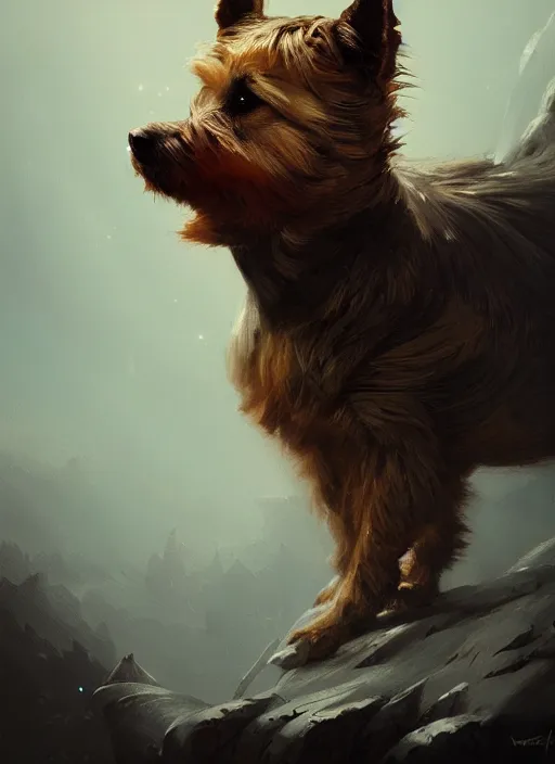 Prompt: norwich terrier as an knight, backround dark, highly detailed, digital illustration, trending in artstation, modern painting, smooth, sharp focus, intricate, by peter mohrbacher