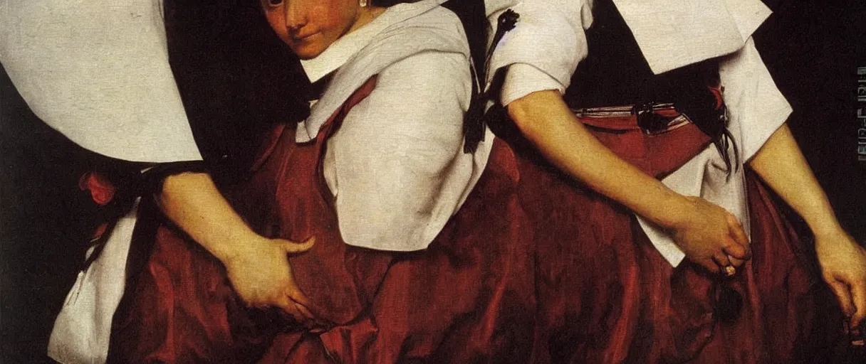 Image similar to painting by diego velasquez, young woman, high resolution, very detailed art