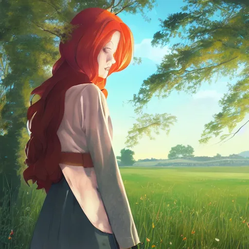 Prompt: a portrait of a young redhaired woman countryside landscape ambient lighting, 4k, anime, key visual, lois van baarle, ilya kuvshinov rossdraws The seeds for each individual image are: [3081018170, 1309988900, 513330673, 188216907, 4262862863, 3278750727, 2975884124, 2654465279, 2506921471, 872637744, 2263539546]