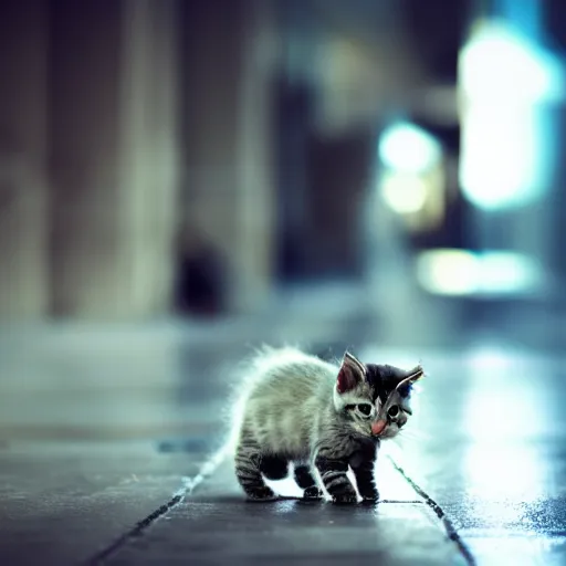 Prompt: kitten walking dramatic lighting cinematic establishing shot 4k ultra HD foto realistic