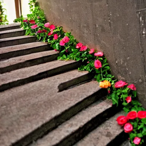 Prompt: she left me roses by the stairs