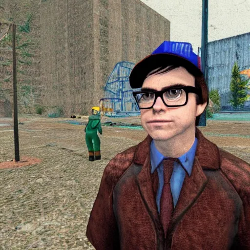 Prompt: Rivers Cuomo as a character in Half-Life 2 (2004)