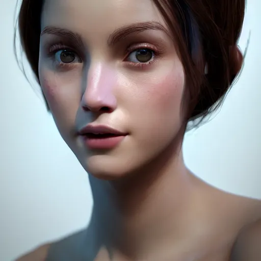 Image similar to beautiful girl portrait from 1950, character concept style trending on artstation concept art detailed octane render cinematic photo-realistic 8k high detailed