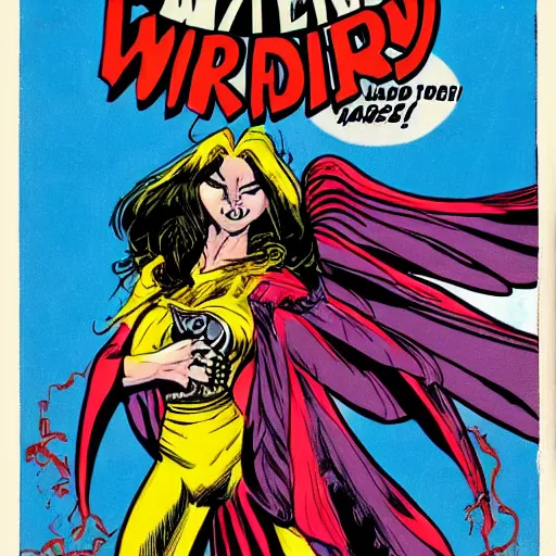 Prompt: a female wizard with wings snarls at her superhero enemy, comic book cover by todd mcfarlane