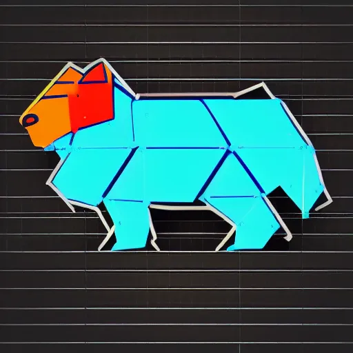 Prompt: neon low - polygon logo of a capybara on a black background, dramatic lighting, 8 k, ultra hd, crisp