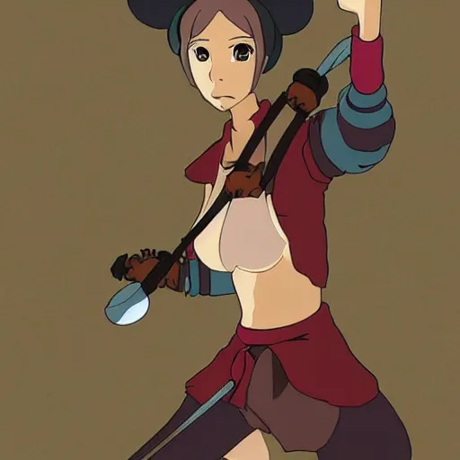 Prompt: female mouse warrior style of studio ghibli, full body, ghibli, myazaki, animated, cartoon