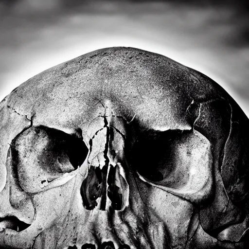 Prompt: archeologists discovering the skull of a giant. Award winning photography. 15mm lens