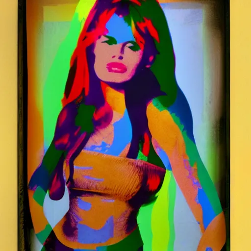 Image similar to colorful portrait of brigitte bardot by mimmo rotello