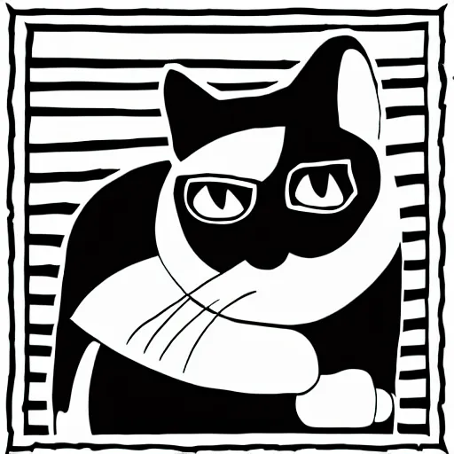 Image similar to a black and white cat in the style of pendleton ward