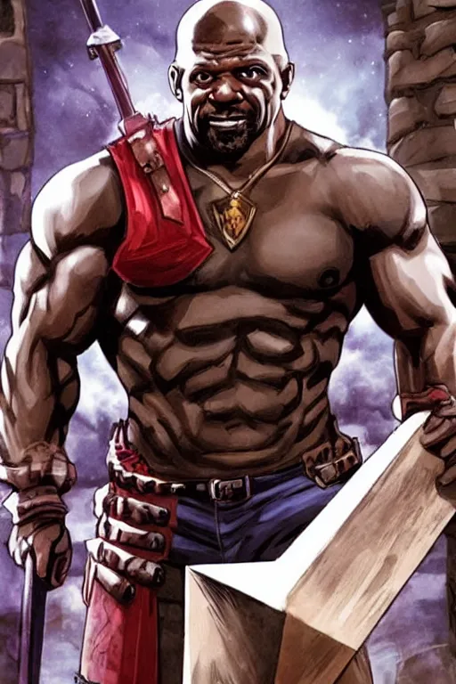 Image similar to Breathtaking comic book style of Terry crews portrayed as a Dungeons and Dragons berserker