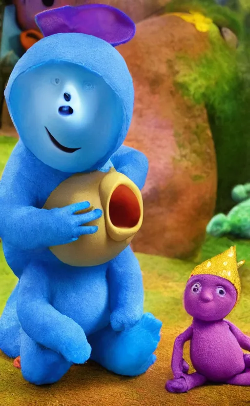 Prompt: in the night garden, kids tv show, igglepiggle