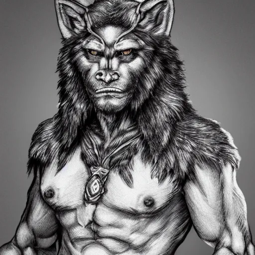 Prompt: a warewolf man