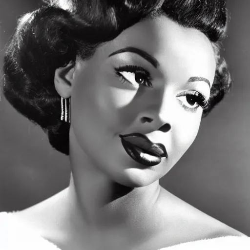 Image similar to black and white photo of a beautiful and elegant 1 9 5 0 s black actress modelling