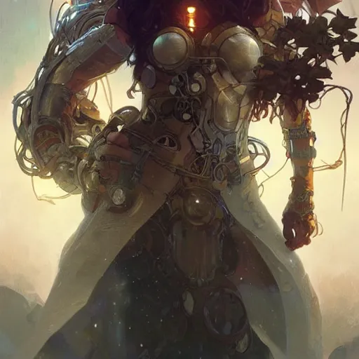 Prompt: cyborg druid entanglement milky way, epic lighting, sketch illustration, concept art, ultra detailed, art by artgerm and greg rutkowski and alphonse mucha