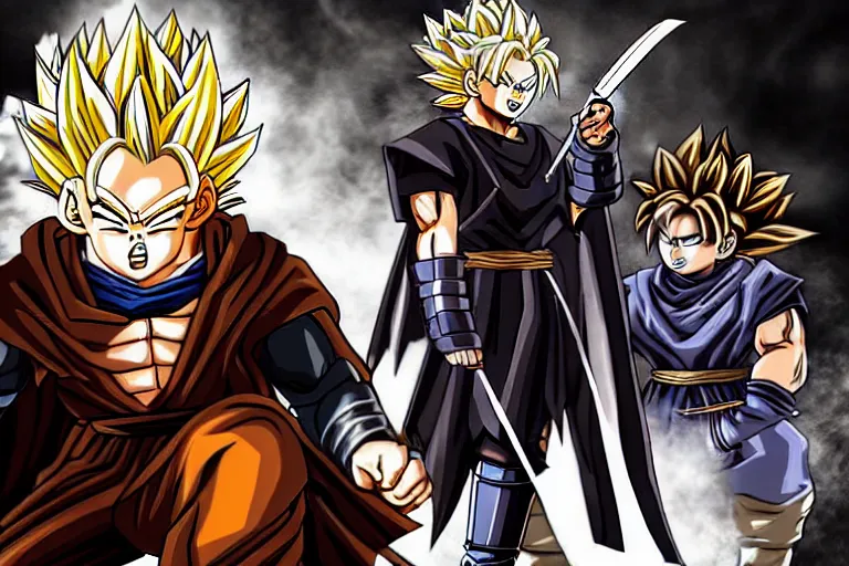 Image similar to film stills of a game of thrones style adaptation of dragonball z.