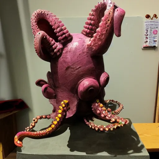 Image similar to sculpture of a pig - octopus, work in progress, neo - expressionism