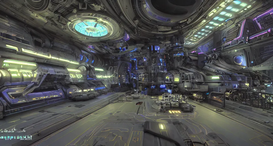 Prompt: a cool colours, high contrast dark hyperreal deep space dock mining platform with massive piping inspired by nuclear reactor core maschinen krieger mri machine millennium falcon space-station Vuutun Palaa submarine, space-station Vuutun Palaa, ilm, beeple, star citizen halo, mass effect, starship troopers, elysium, the expanse, iron smelting pits, high tech industrial, dramatic nebula sky, volumetric lighting