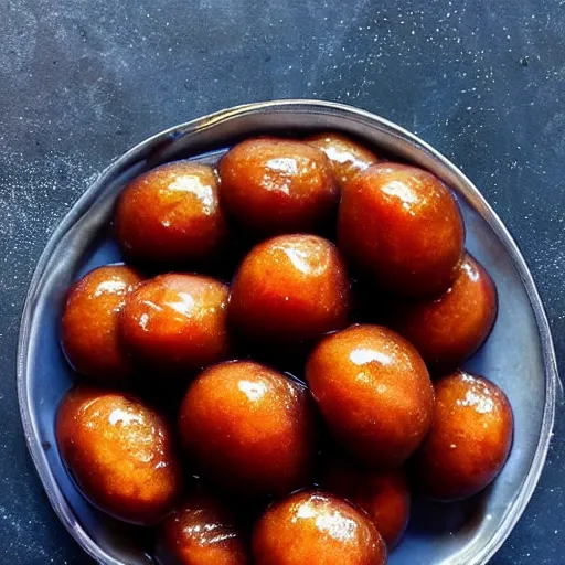 Prompt: high resolution photo of gulab jamun, michelin star, very tasty, food photography, instagram, trending