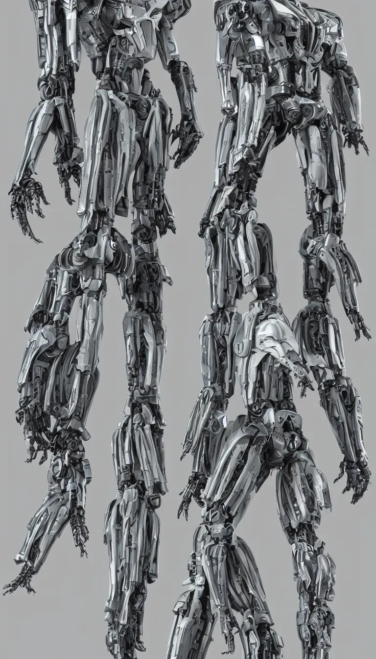 Image similar to full body full height, elegant h. r. giger mecha, default pose. super high resolution photo. symmetrical. orthographic front view.