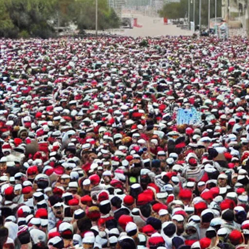 Prompt: a photo of where's wally, in the arab spring