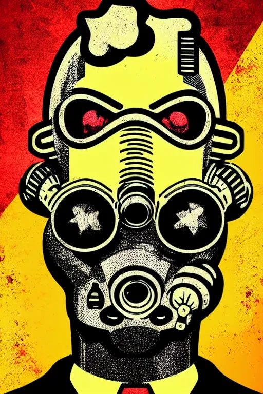 Image similar to fallout 7 6 retro futurist illustration art by butcher billy, sticker, colorful, illustration, highly detailed, simple, smooth and clean vector curves, no jagged lines, vector art, smooth andy warhol style