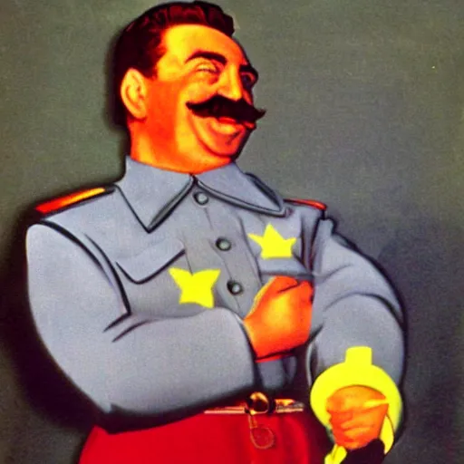 Image similar to stalin as a teletubby