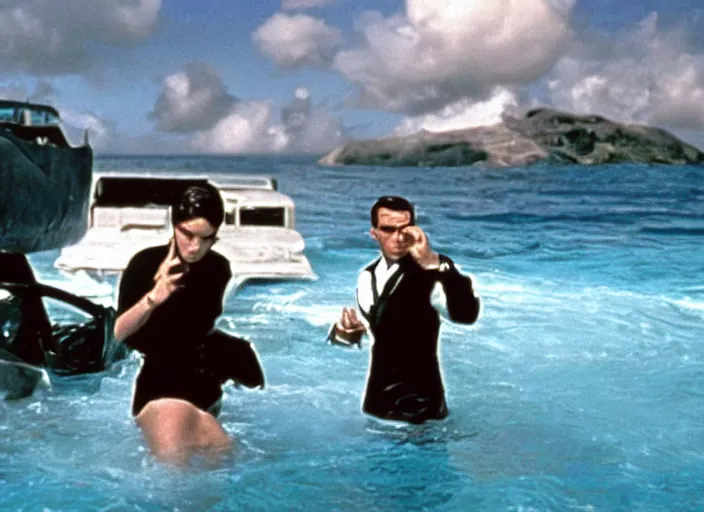 Prompt: scene from the 1 9 6 5 james bond film thunderball