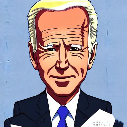 Image similar to anime portrait of Joe Biden as an anime character, trending on artstation