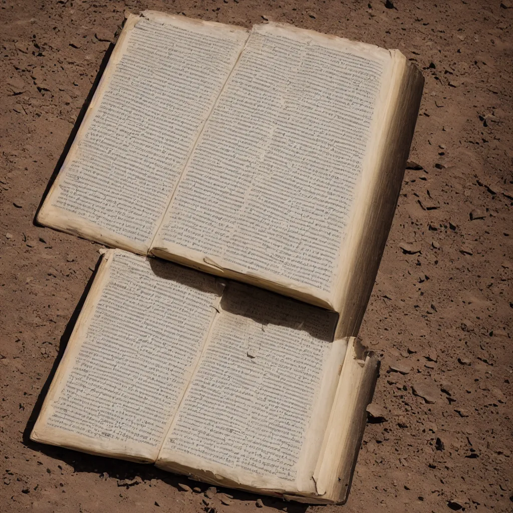 Prompt: a levitated huge book with torn pages that fly in the desert of f al - ula, sigma, 5 0 mm, f 1. 4