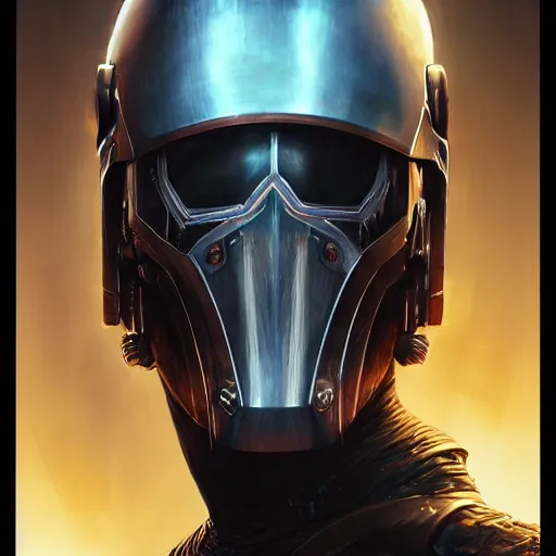 Image similar to the void slayer as a realistic cyberpunk knight, closeup portrait art by donato giancola and greg rutkowski, realistic face, digital art, trending on artstation, symmetry!!, skull helmet