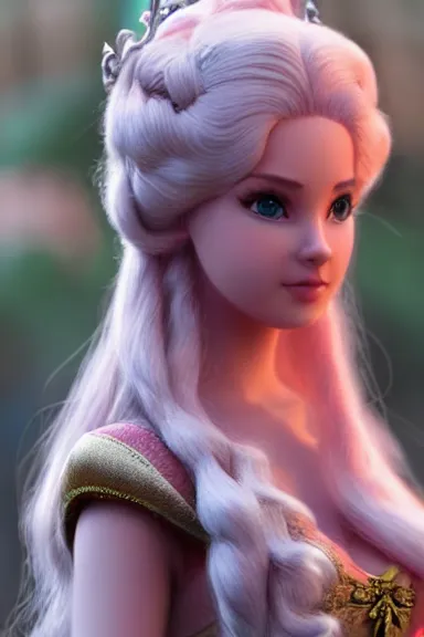 Image similar to very very intricate photorealistic photo of a realistic human version of princess peach in an episode of game of thrones, photo is in focus with detailed atmospheric lighting, award - winning details